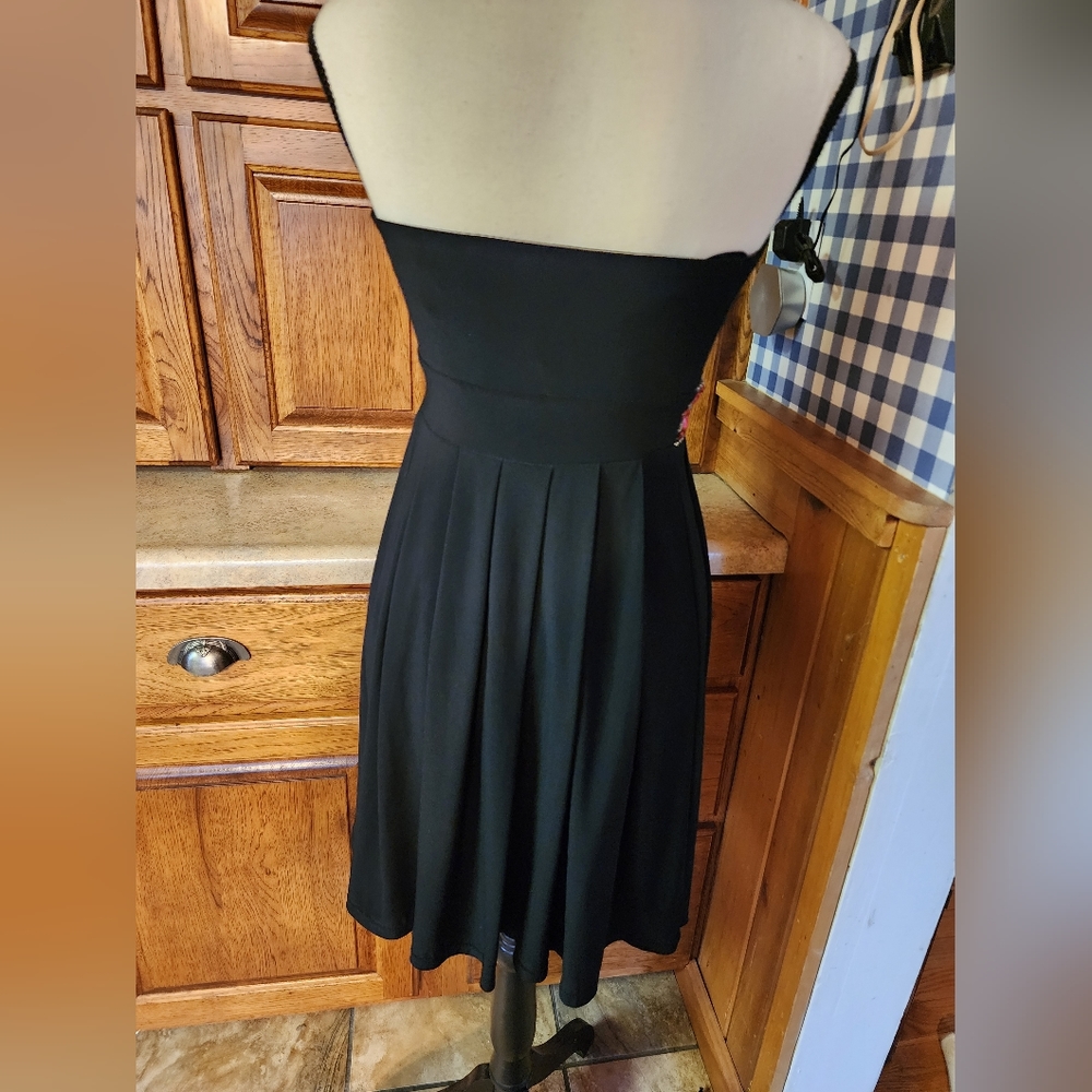 WHBM Black Beaded Strapless Mini Dress 0 - Picture 6 of 8
